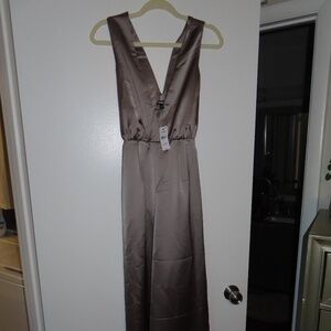 Express Satin V Neck Tie Front Jumpsuit